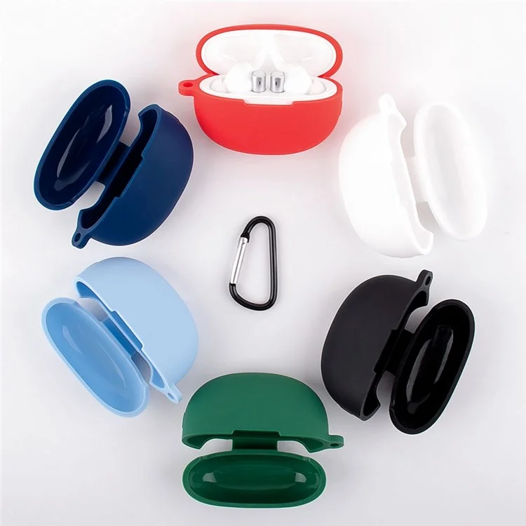 For Realme Buds Air 3 Soft Silicone Shockproof Anti-fall Bluetooth-compatible Earphone Protective Case Shell with Buckle - Sky Blue