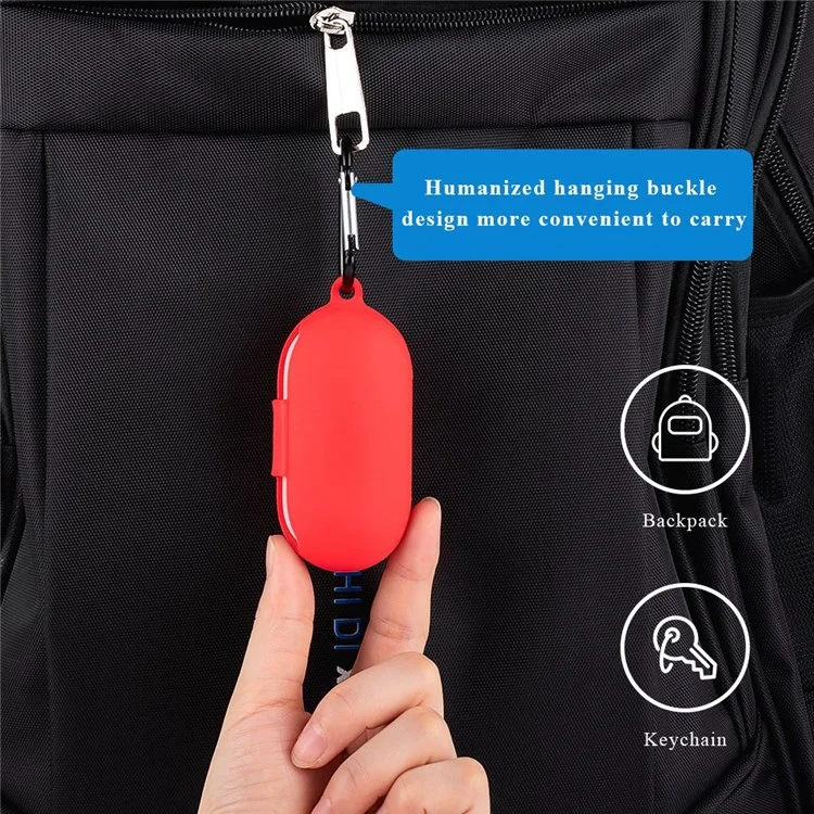 For OnePlus Buds Z Soft Silicone Anti-fingerprint Anti-drop Bluetooth-compatible Earphone Protective Case Cover with Buckle - Red