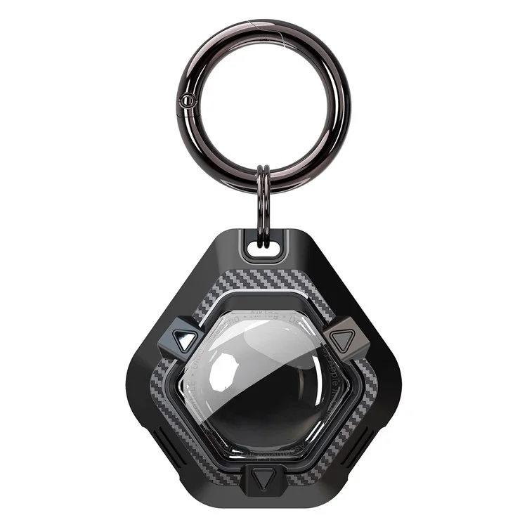 Para Apple AirTag Locator Carbon Fiber Pattern Shockproof Case Protective Cover with Hanging Buckle - Negro