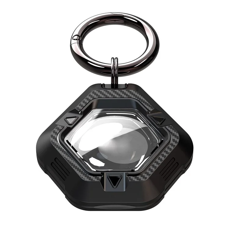 Para Apple AirTag Locator Carbon Fiber Pattern Shockproof Case Protective Cover with Hanging Buckle - Negro