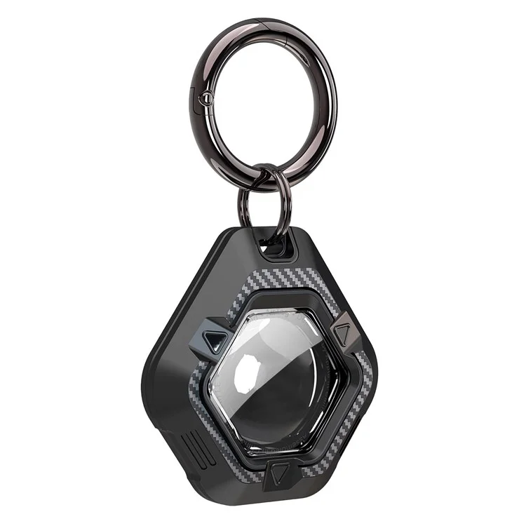 Para Apple AirTag Locator Carbon Fiber Pattern Shockproof Case Protective Cover with Hanging Buckle - Negro