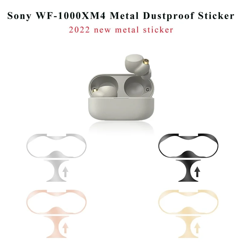 For Sony WF-1000XM4 Bluetooth-compatible Earphone Metal Dust-proof Guard Sticker Charging Case Cover - Black
