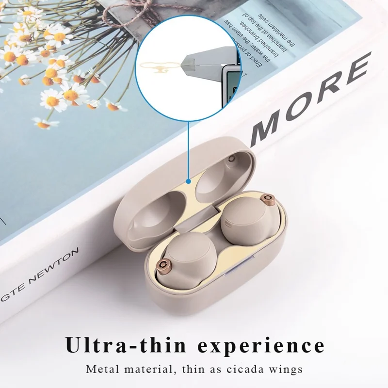 For Sony WF-1000XM4 Bluetooth-compatible Earphone Metal Dust-proof Guard Sticker Charging Case Cover - Black