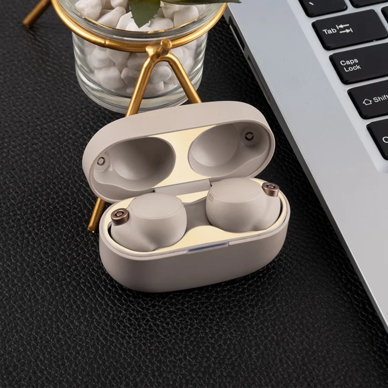 For Sony WF-1000XM4 Bluetooth-compatible Earphone Metal Dust-proof Guard Sticker Charging Case Cover - Black