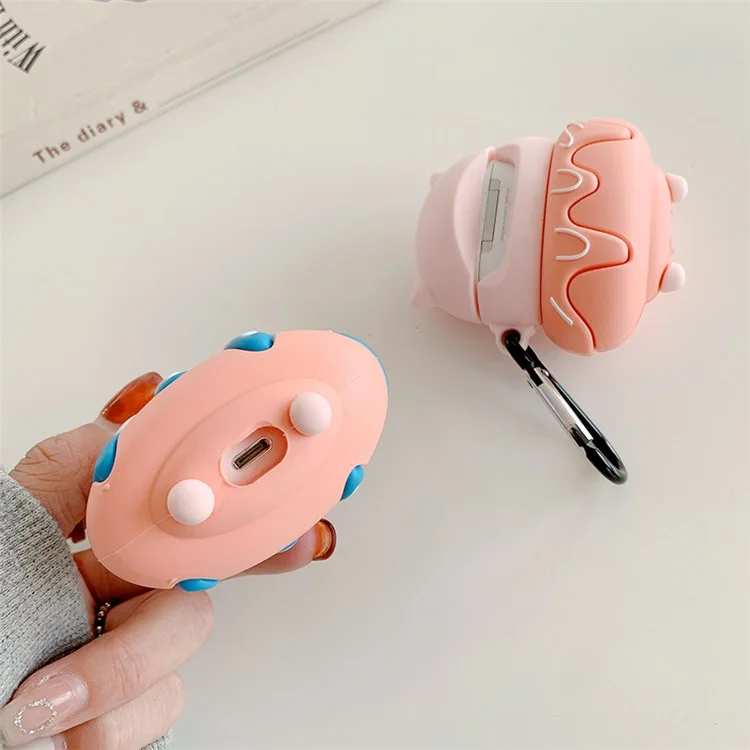 For Apple AirPods with Charging Case (2016)/(2019)/AirPods with Wireless Charging Case (2019) Donut Pig Silicone Earbuds Case Shockproof Protective Cover - Blue