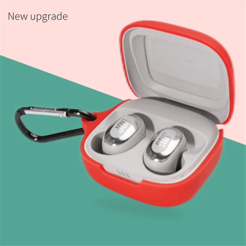 For JBL Live Free 2 Bluetooth-compatible Earbuds Silicone Case Anti-scratch Earphone Protective Cover with Buckle - Blackish Green