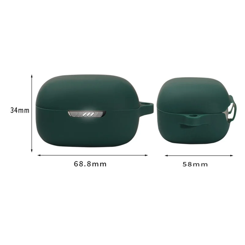 For JBL Live Free 2 Bluetooth-compatible Earbuds Silicone Case Anti-scratch Earphone Protective Cover with Buckle - Blackish Green