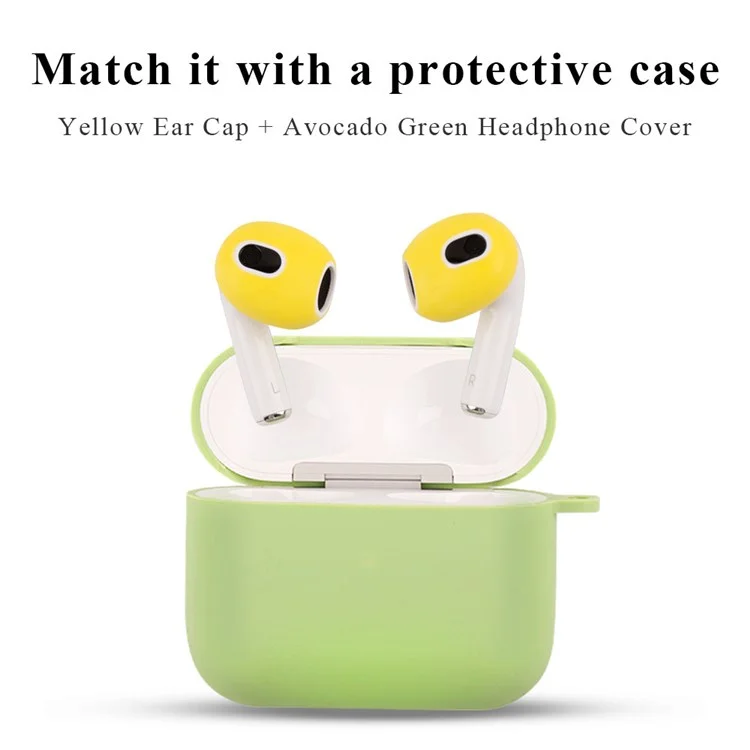 1 Pair Silicone Earphone Ear Caps for Apple AirPods 3, Bluetooth Earbuds Ear Tips Protective Covers - Yellow