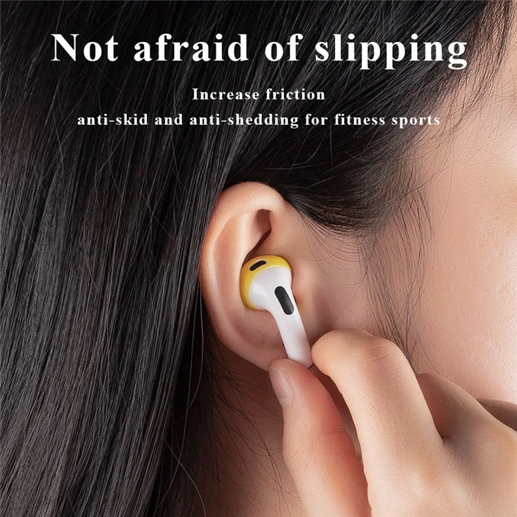 1 Pair Silicone Earphone Ear Caps for Apple AirPods 3, Bluetooth Earbuds Ear Tips Protective Covers - Yellow