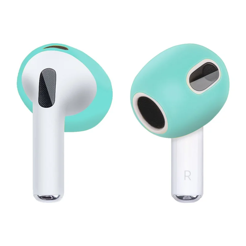 1 Pair Silicone Earphone Ear Caps for Apple AirPods 3, Bluetooth-compatible Earbuds Ear Tips Protective Covers - Mint Green