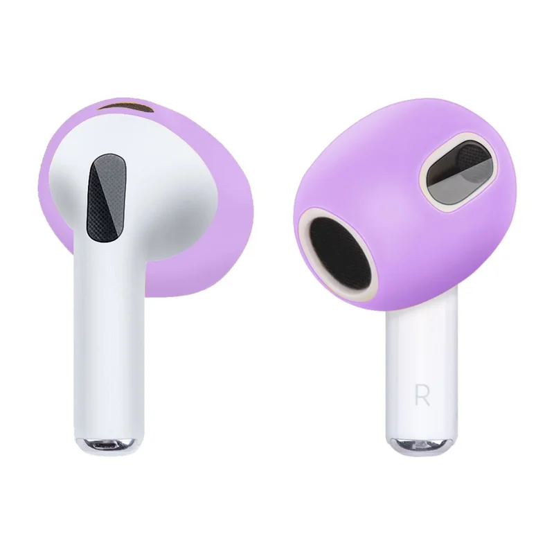 1 par de tapones de silicona para auriculares Apple AirPods 3, puntas para auriculares compatibles con Bluetooth, fundas protectoras - morado claro