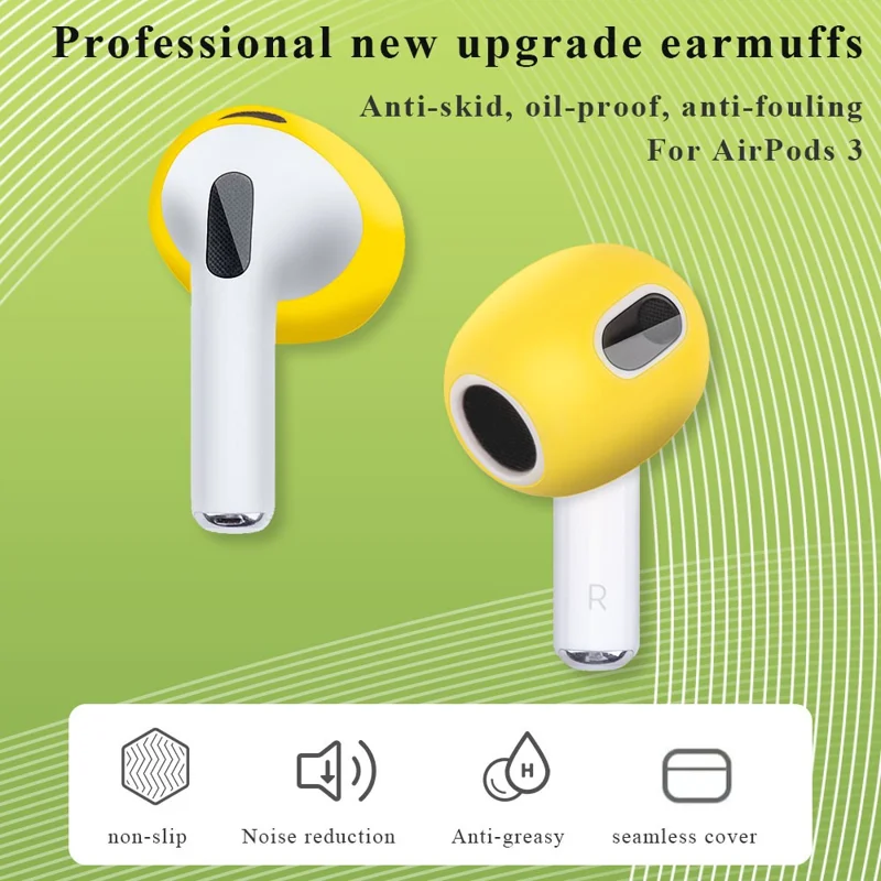 1 par de tapones de silicona para auriculares Apple AirPods 3, puntas para auriculares compatibles con Bluetooth, fundas protectoras - morado claro