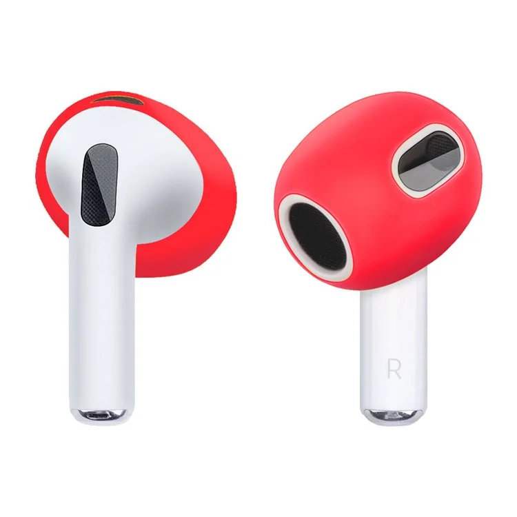 1 Pair Silicone Earphone Ear Caps for Apple AirPods 3, Bluetooth-compatible Earbuds Ear Tips Protective Covers - Red