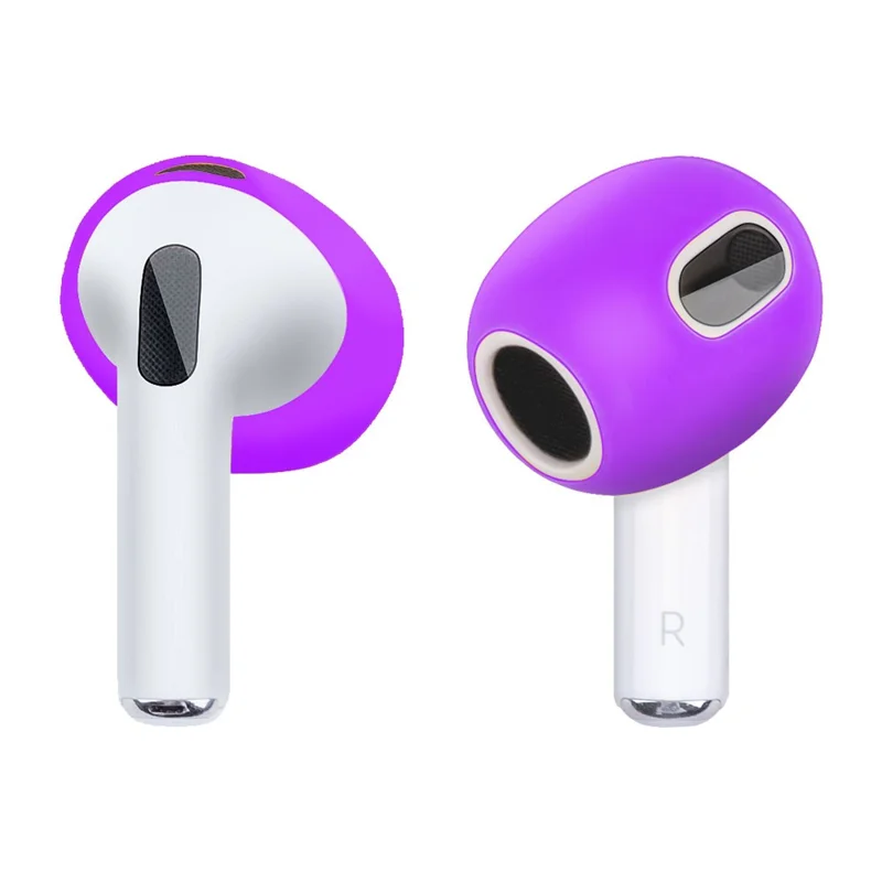 1 Pair Silicone Earphone Ear Caps for Apple AirPods 3, Bluetooth-compatible Earbuds Ear Tips Protective Covers - Dark Purple
