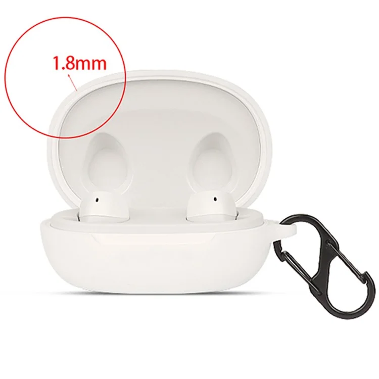 For JBL FREE II Bluetooth-compatible Wireless Earphone Silicone Case Drop-proof Charging Box Cover Protector with Anti-loss Hook - White
