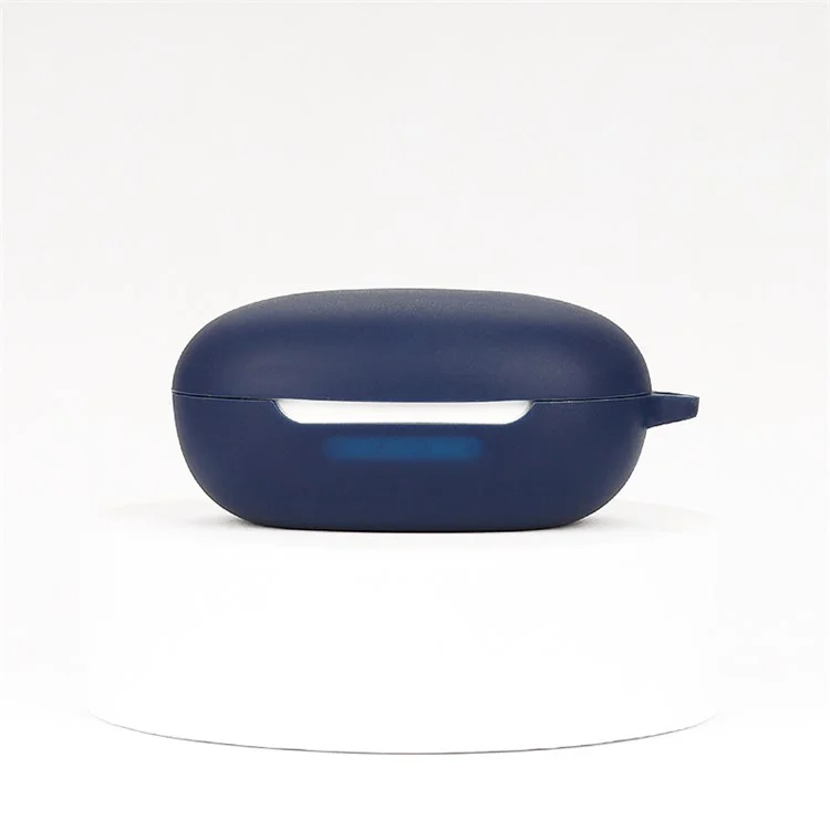 Für JBL FREE II Bluetooth-Kopfhörer Silikon Case Stoßfest Ladebox Cover Schutz mit Anti-Verlust-Haken - Dunkelblau