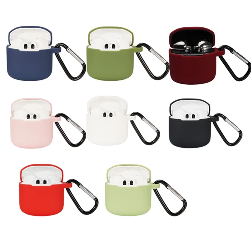 For Edifier LolliPods Mini TWS Bluetooth-compatible Earphone Silicone Cover Drop-proof Case with Anti-lost Buckle - White