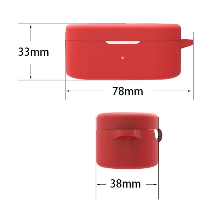 For OnePlus Buds N / Nord Buds Bluetooth-compatible Earphone Silicone Cover Anti-scratch Case with Anti-lost Buckle - Red