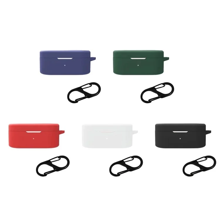 For OnePlus Buds N / Nord Buds Bluetooth-compatible Earphone Silicone Cover Anti-scratch Case with Anti-lost Buckle - Red