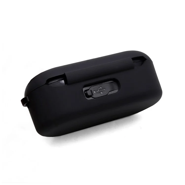 Earphone Case for TOZO T10, Bluetooth-compatible Earbuds Silicone Cover Charging Box Shell Protector with Anti-loss Buckle - Black