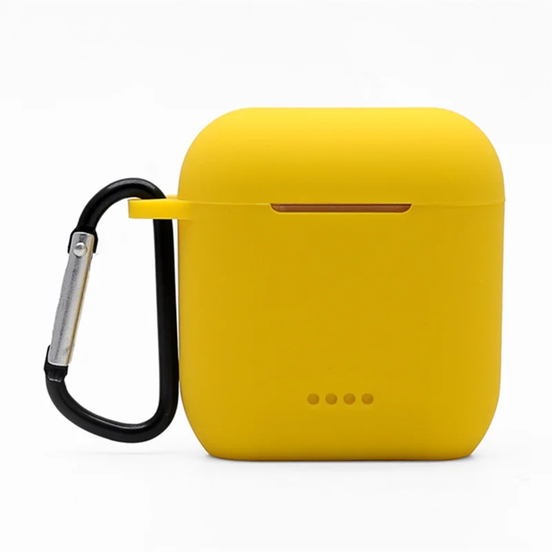 Bluetooth-compatible Earphone Protective Case for TOZO T6, Soft Silicone Charging Box Anti-drop Cover Shell with Anti-loss Buckle - Yellow
