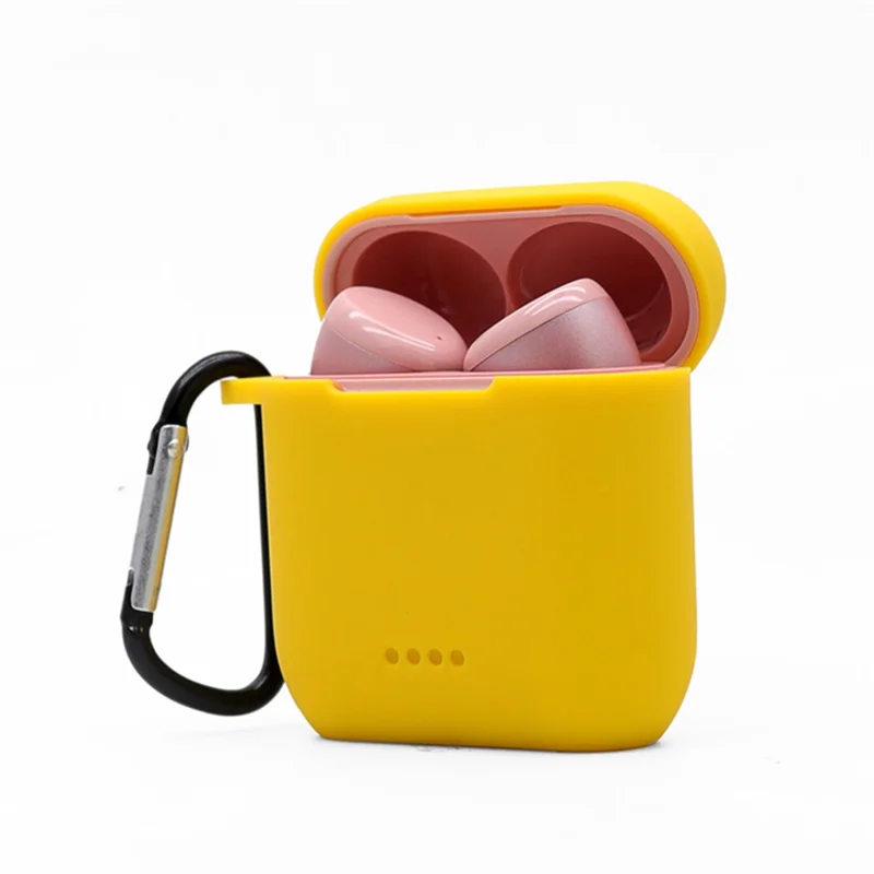 Bluetooth-compatible Earphone Protective Case for TOZO T6, Soft Silicone Charging Box Anti-drop Cover Shell with Anti-loss Buckle - Yellow