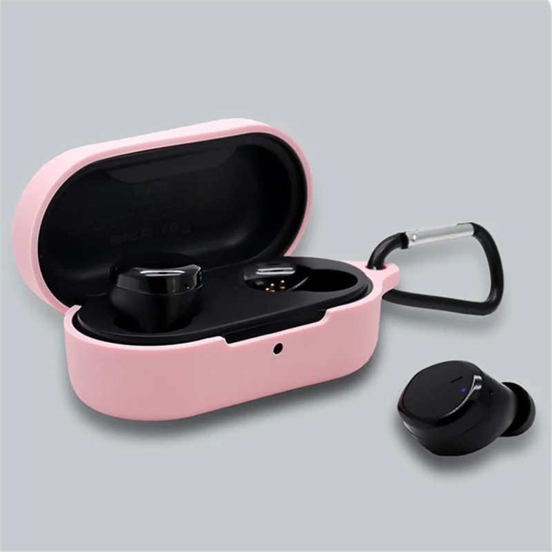 For TOZO T12 Bluetooth-compatible Earphone Silicone Case Anti-scratch Charging Box Protective Cover with Anti-loss Buckle - Yellow