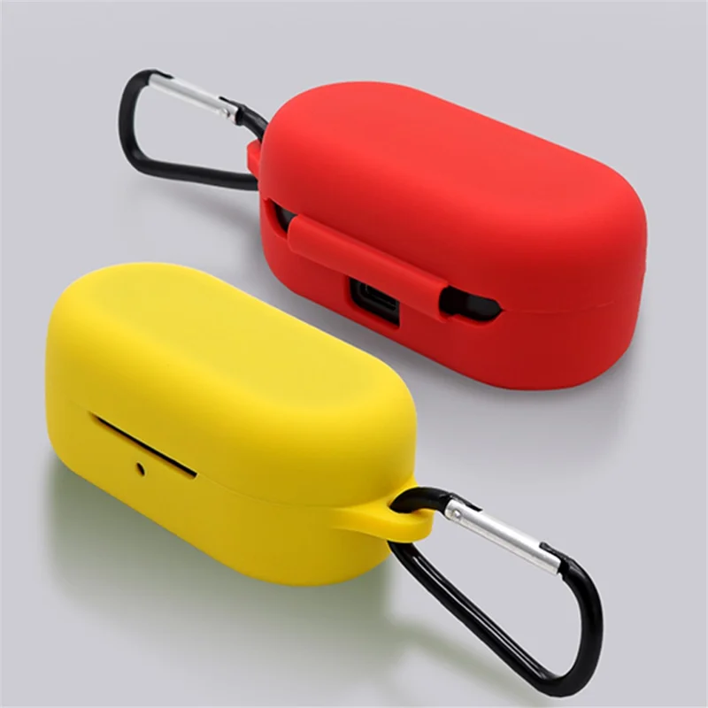 For TOZO T12 Bluetooth-compatible Earphone Silicone Case Anti-scratch Charging Box Protective Cover with Anti-loss Buckle - Yellow