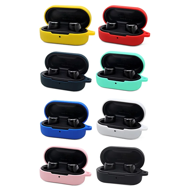 For TOZO T12 Bluetooth-compatible Earphone Silicone Case Anti-scratch Charging Box Protective Cover with Anti-loss Buckle - White