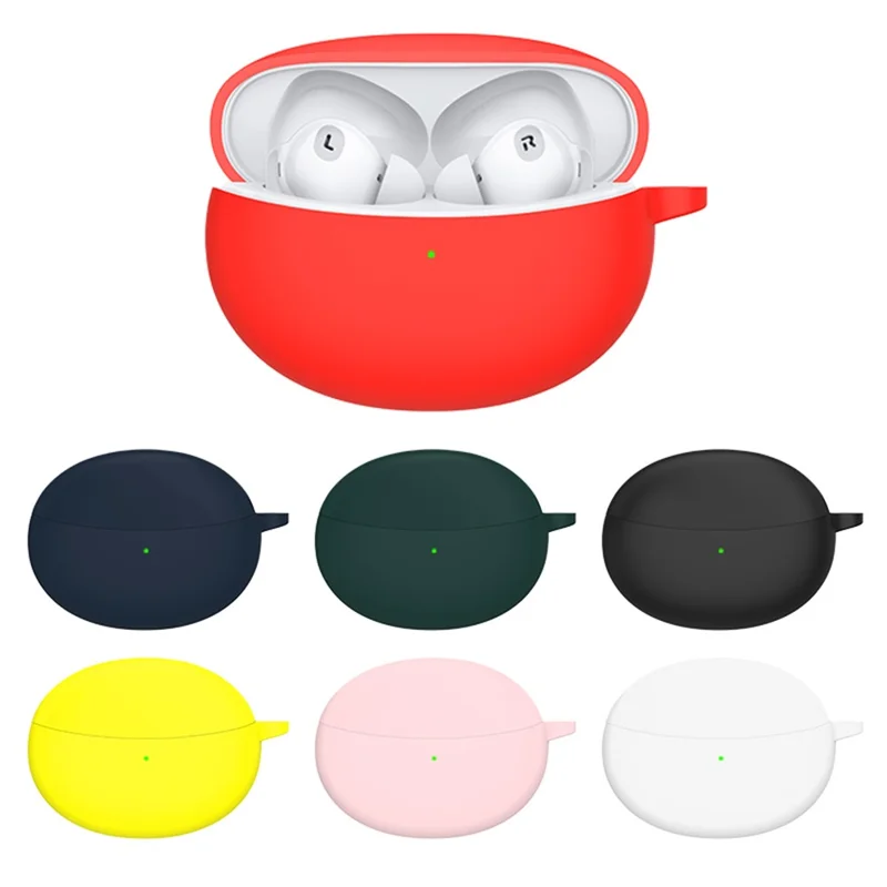 For OPPO Enco Air2 Pro Earbuds Silicone Case Earphone Organizer Protective Skin Sleeve with Carabiner - Red