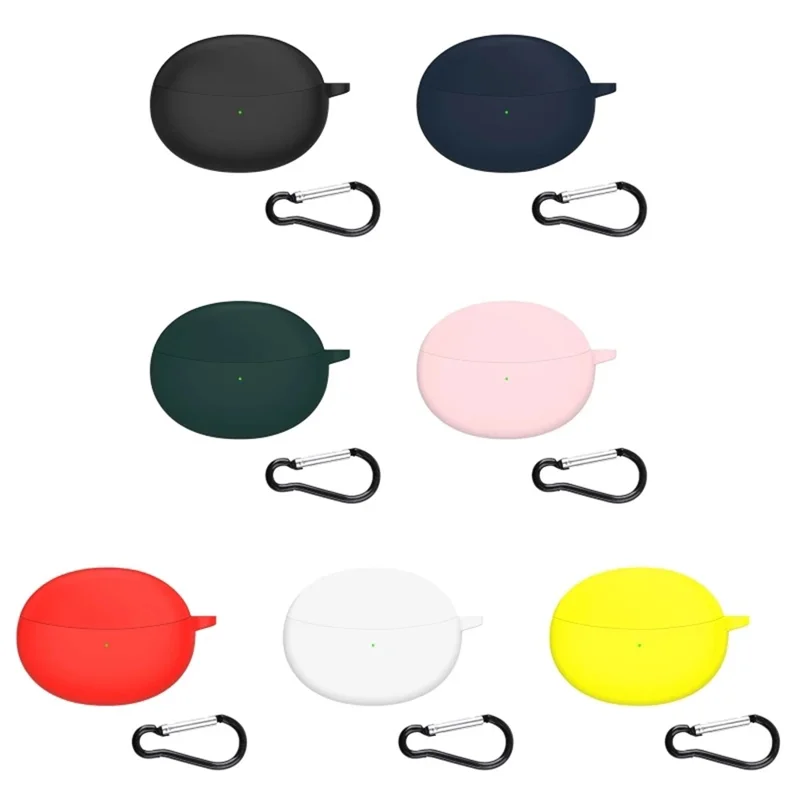 For OPPO Enco Air2 Pro Earbuds Silicone Case Earphone Organizer Protective Skin Sleeve with Carabiner - Red