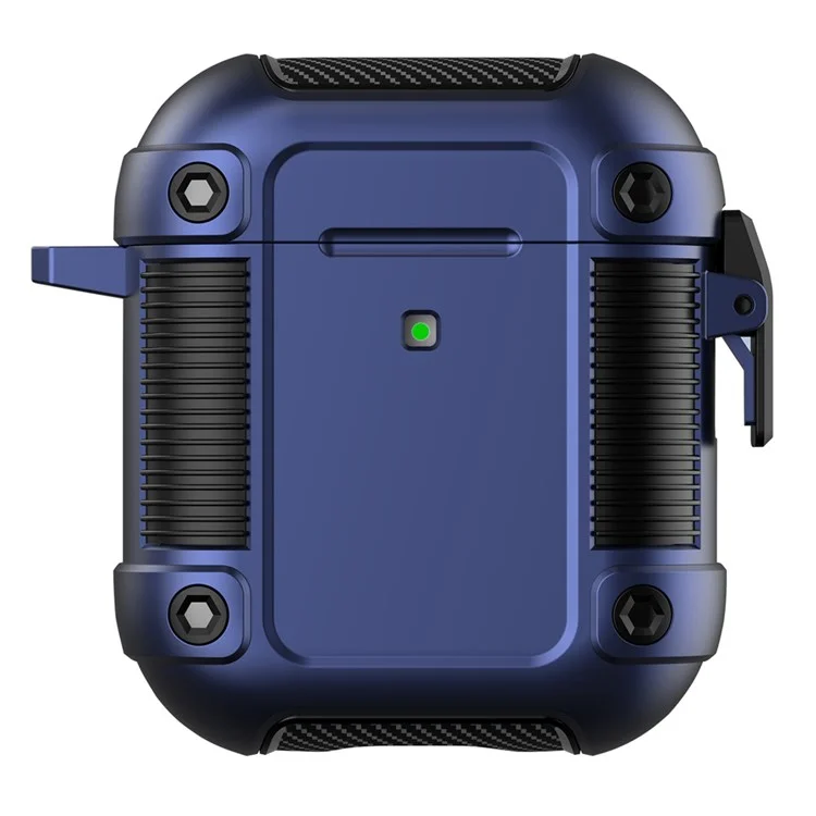 Für Apple Airpods Mit Ladekoffer (2016)/(2019)/AirPods Mit Drahtloser Ladekoffer (2019) Earphone Case Lock Buckle PC + TPU -Ohrhörer -Schutzabdeckung Mit Carabiner - Blau