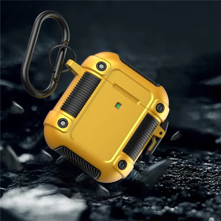 Für Apple Airpods Mit Ladekoffer (2016)/(2019)/AirPods Mit Drahtloser Ladekoffer (2019) Earphone Case Lock Buckle PC + TPU -Ohrhörer -Schutzabdeckung Mit Carabiner - Blau