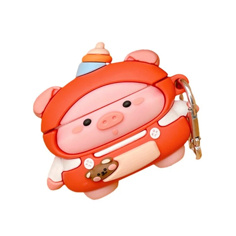 Case de Auriculares de Silicona Para Apple AirPods 3 Protección Completa de Lindo Piggy Diseño Caja de Carga Protector de Cubierta de Choque Con Gancho