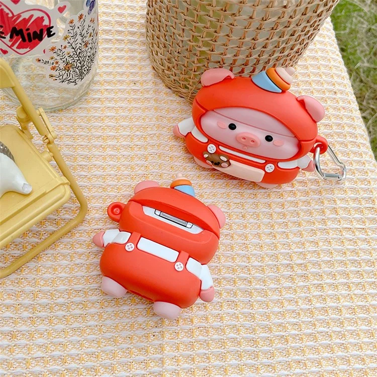 Case de Auriculares de Silicona Para Apple AirPods 3 Protección Completa de Lindo Piggy Diseño Caja de Carga Protector de Cubierta de Choque Con Gancho