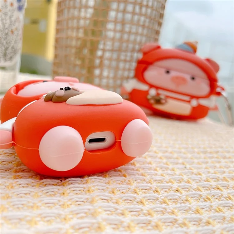 Case de Auriculares de Silicona Para Apple AirPods 3 Protección Completa de Lindo Piggy Diseño Caja de Carga Protector de Cubierta de Choque Con Gancho