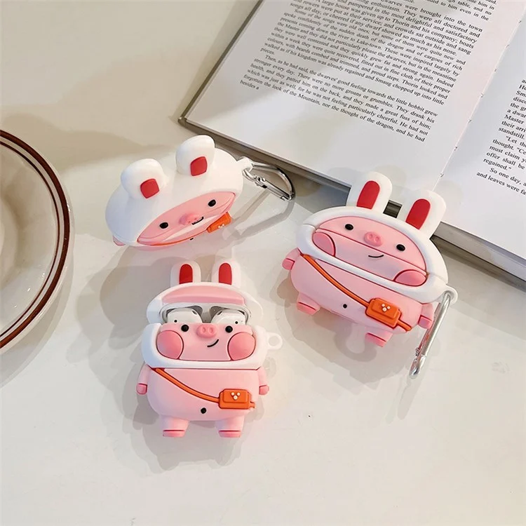 Case de Auriculares de Silicona Para Apple AirPods 3 Cute Piggy Diseño de Protección de Protección de la Caja de Carga Con Gancho