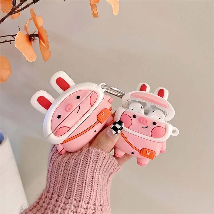 Case de Auriculares de Silicona Para Apple AirPods 3 Cute Piggy Diseño de Protección de Protección de la Caja de Carga Con Gancho