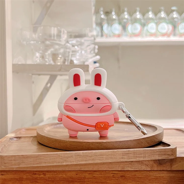 Case de Auriculares de Silicona Para Apple AirPods 3 Cute Piggy Diseño de Protección de Protección de la Caja de Carga Con Gancho