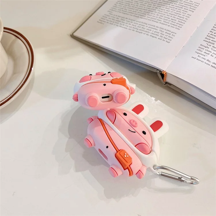 Case de Auriculares de Silicona Para Apple AirPods 3 Cute Piggy Diseño de Protección de Protección de la Caja de Carga Con Gancho