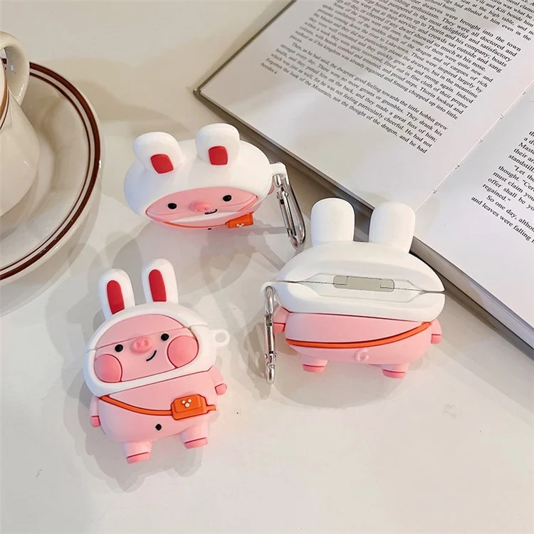 Case de Auriculares de Silicona Para Apple AirPods 3 Cute Piggy Diseño de Protección de Protección de la Caja de Carga Con Gancho