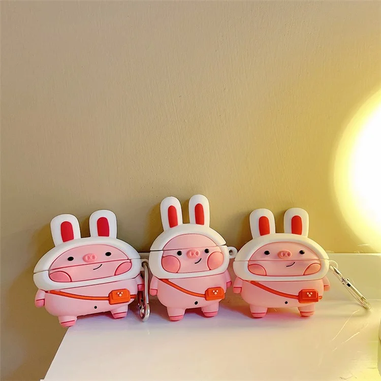 Case de Auriculares de Silicona Para Apple AirPods 3 Cute Piggy Diseño de Protección de Protección de la Caja de Carga Con Gancho