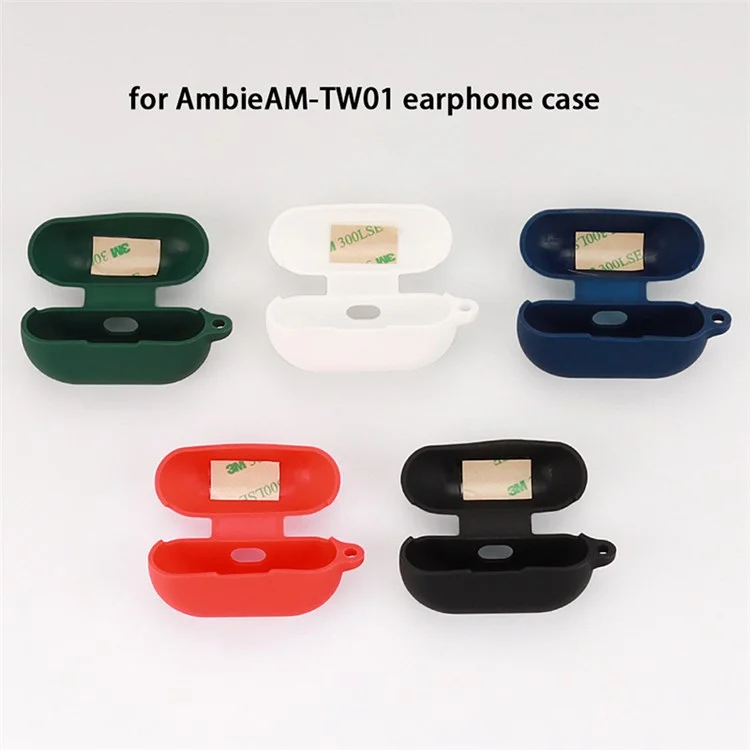 Étui en Silicone Pour Sony Ambie AM-TW01, Bluetooth Earphone Charging Box Couvercle de Protection Avec Boucle Anti-perte - Rouge