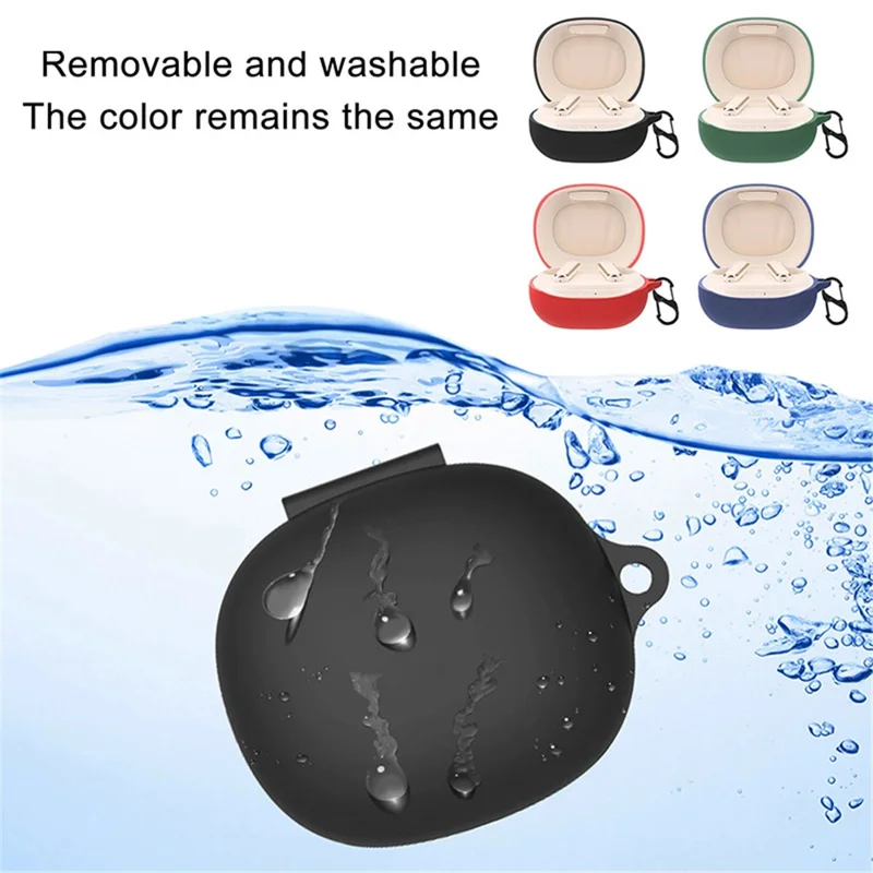 For Soundcore Life P3 Bluetooth-compatible Earphone Protective Silicone Case Anti-scratch Charging Box Protector with Hanging Buckle - Black