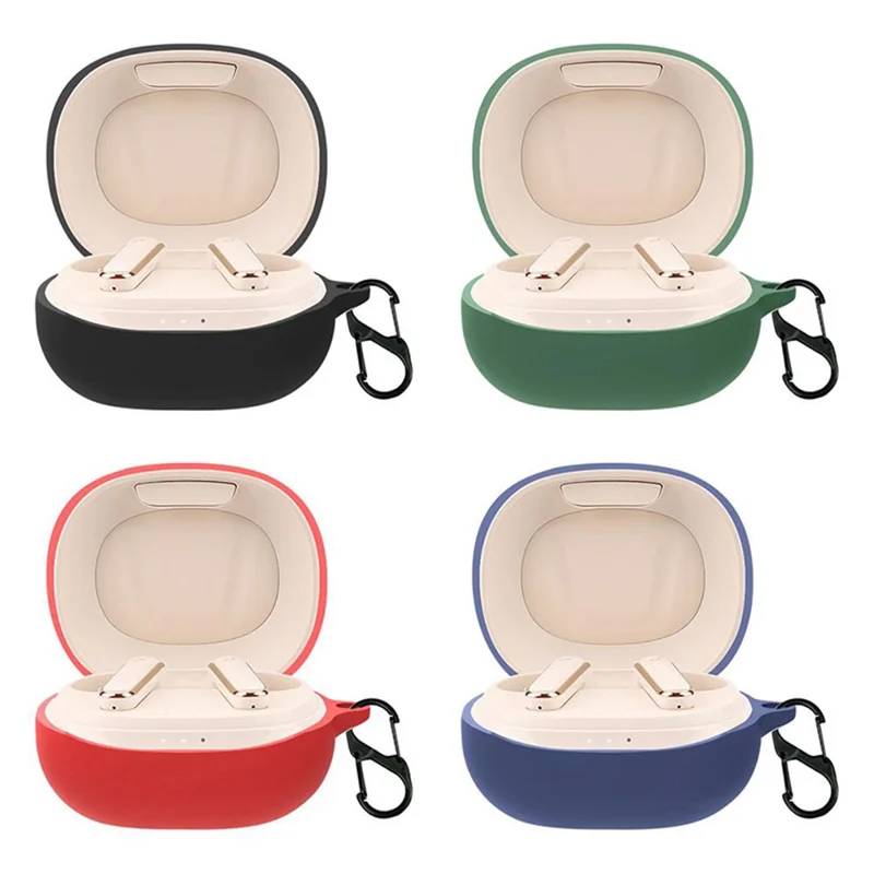 For Soundcore Life P3 Bluetooth-compatible Earphone Protective Silicone Case Anti-scratch Charging Box Protector with Hanging Buckle - Black