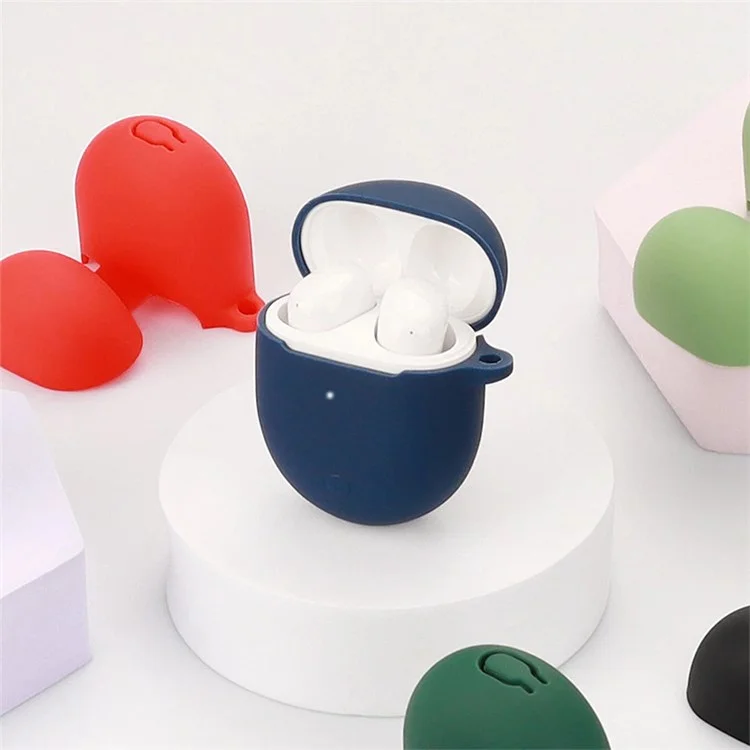 Écouteur en Silicone D'écouteur à L'épreuve Des Poussières Pour Redmi Buds 4, Bluetooth Eorersbuds Charging Box Couvercle Anti-sratch Avec Boucle Suspendue - Bleu Foncé