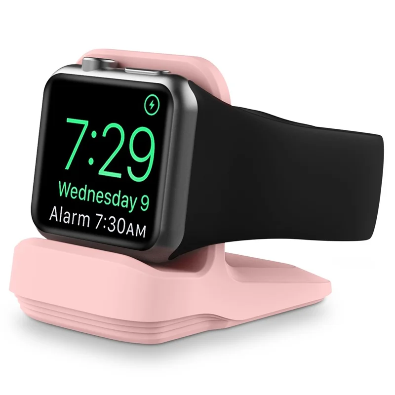 A040 For Apple Watch Silicone Charger Holder Desktop Smart Watch Charging Stand Base - Pink