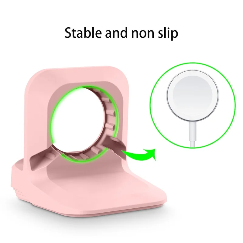 A040 For Apple Watch Silicone Charger Holder Desktop Smart Watch Charging Stand Base - Pink