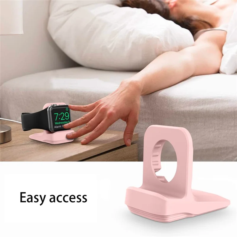 A040 For Apple Watch Silicone Charger Holder Desktop Smart Watch Charging Stand Base - Pink