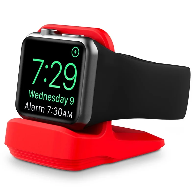 A040 For Apple Watch Silicone Charger Holder Desktop Smart Watch Charging Stand Base - Red